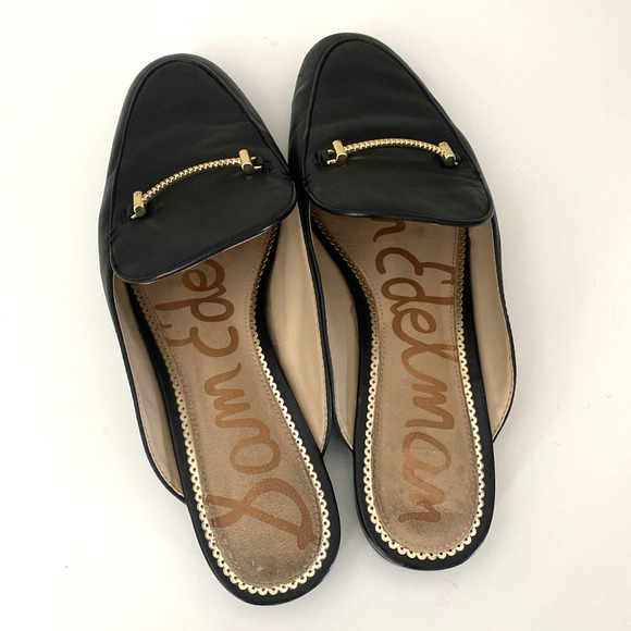 Sam Edelman Laurna Mule Flat Slip On Loafer Round Toe Black Leather 7.5 - Picture 5 of 7
